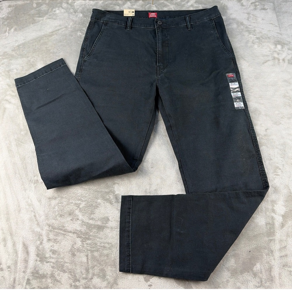 Levi's Pants Mens 36x32 XX Chino Standard Taper Black Stretch NEW